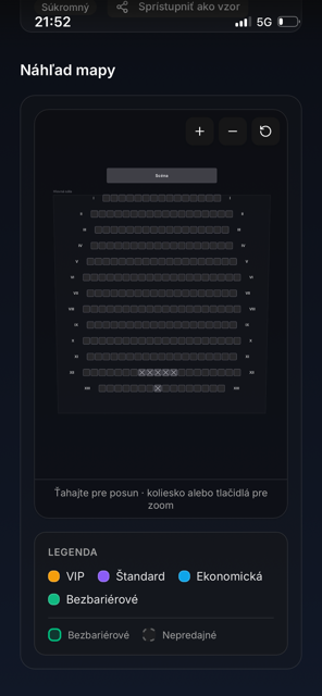 Mapa sedadiel Buknito v mobile